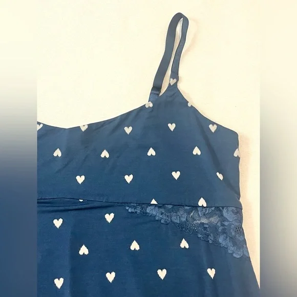 Victoria’s Secret Modal Lace Trim Sweetheart Blue Shibori Heart Slip Dress XXL - Picture 7 of 16